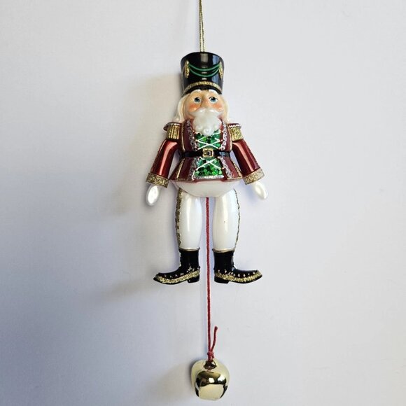 Vintage Nutcracker Christmas Ornament Jumping Jacks Plastic with Bell Pull - Picture 1 of 8